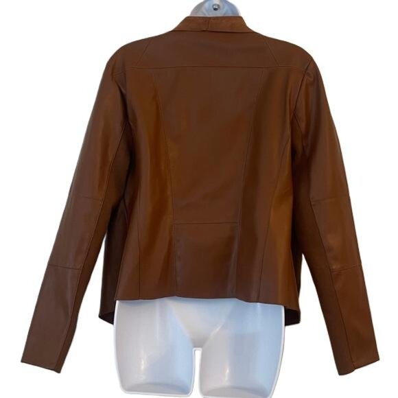 Bagatelle Women's Brown Faux Leather Waterfall Drape Jacket Size L - Picture 4 of 4
